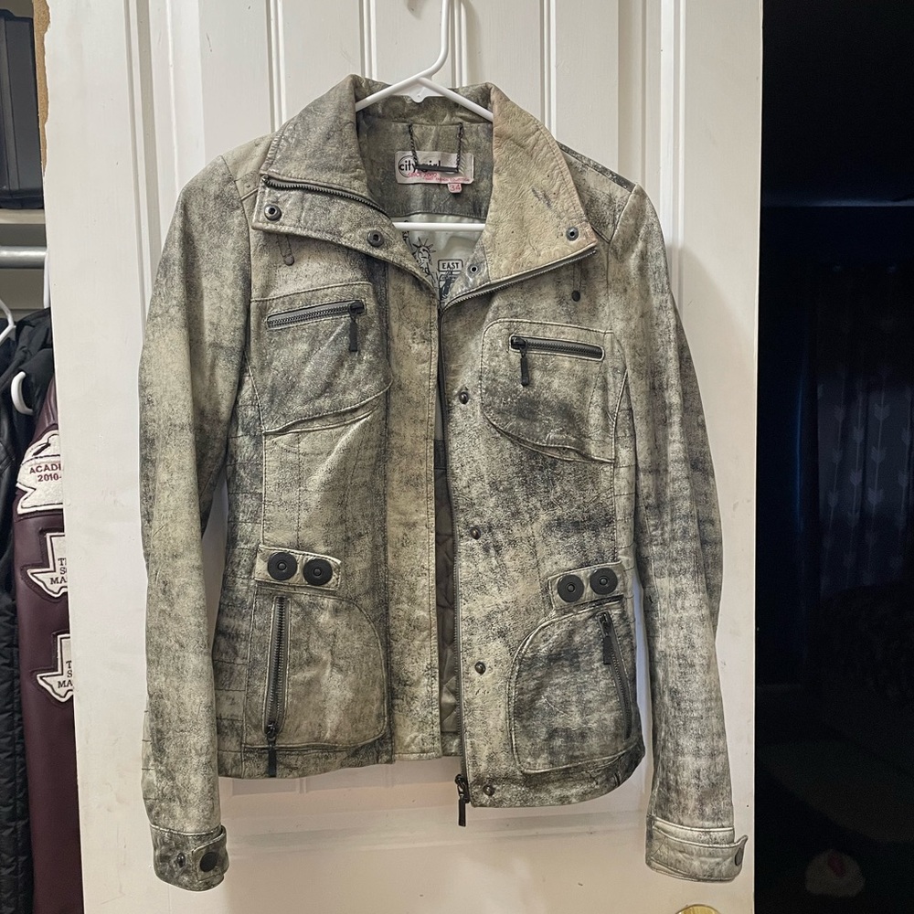Grey Leather Jacket